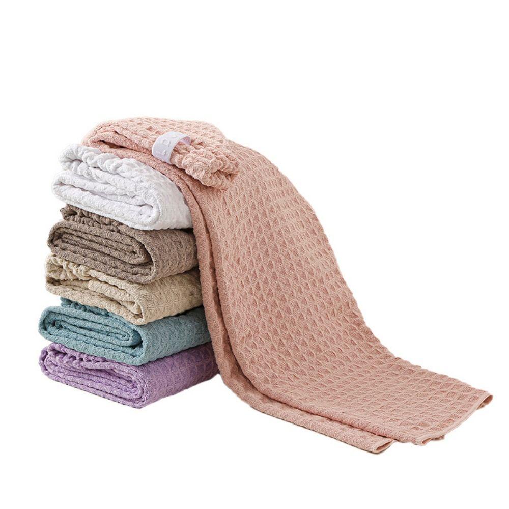 Soft Women Bath Head Wrap Quick-dry Hair Drying Hat Towel Cap Waffle Dry Hair Cap  Home Use