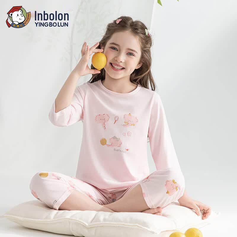 

Yingbolun Girls 3/4 Sleeve Lyocell Cotton Loungewear Set 120