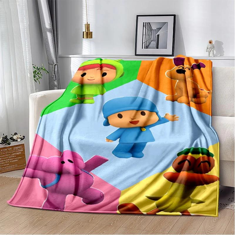 3D Fun P-Pocoyo Elly Pato Cartoon Blanket, miękki koc do domu, sypialni, łóżka, sofy, pikniku, podróży, biura, prezent dla dzieci