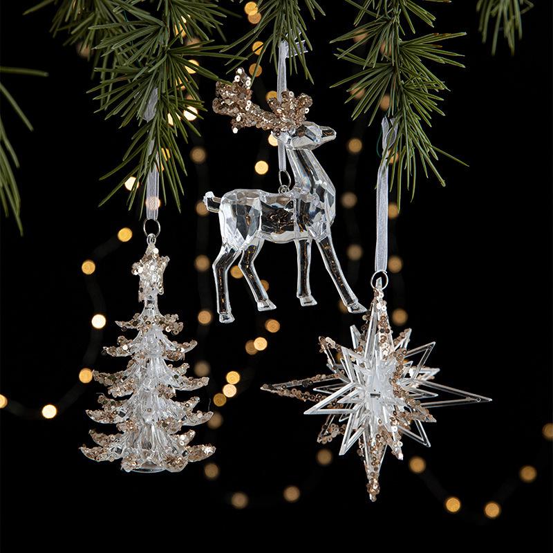 New Crystal Snowflake & Bell Christmas Tree Ornaments
