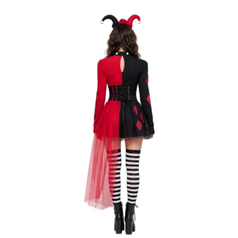 Halloween adult female circus clown cos costume, cosplay costume clown female stage performance costume