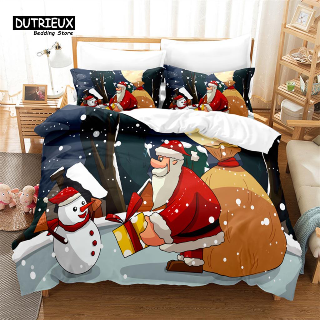 

Рождественский Санта Постельный Комплект Рождественский Комплект Пододеяльника 3D Постельное Белье Размер Квин Модный Дизайн Рождественские Подарки EU single(135x200cm)