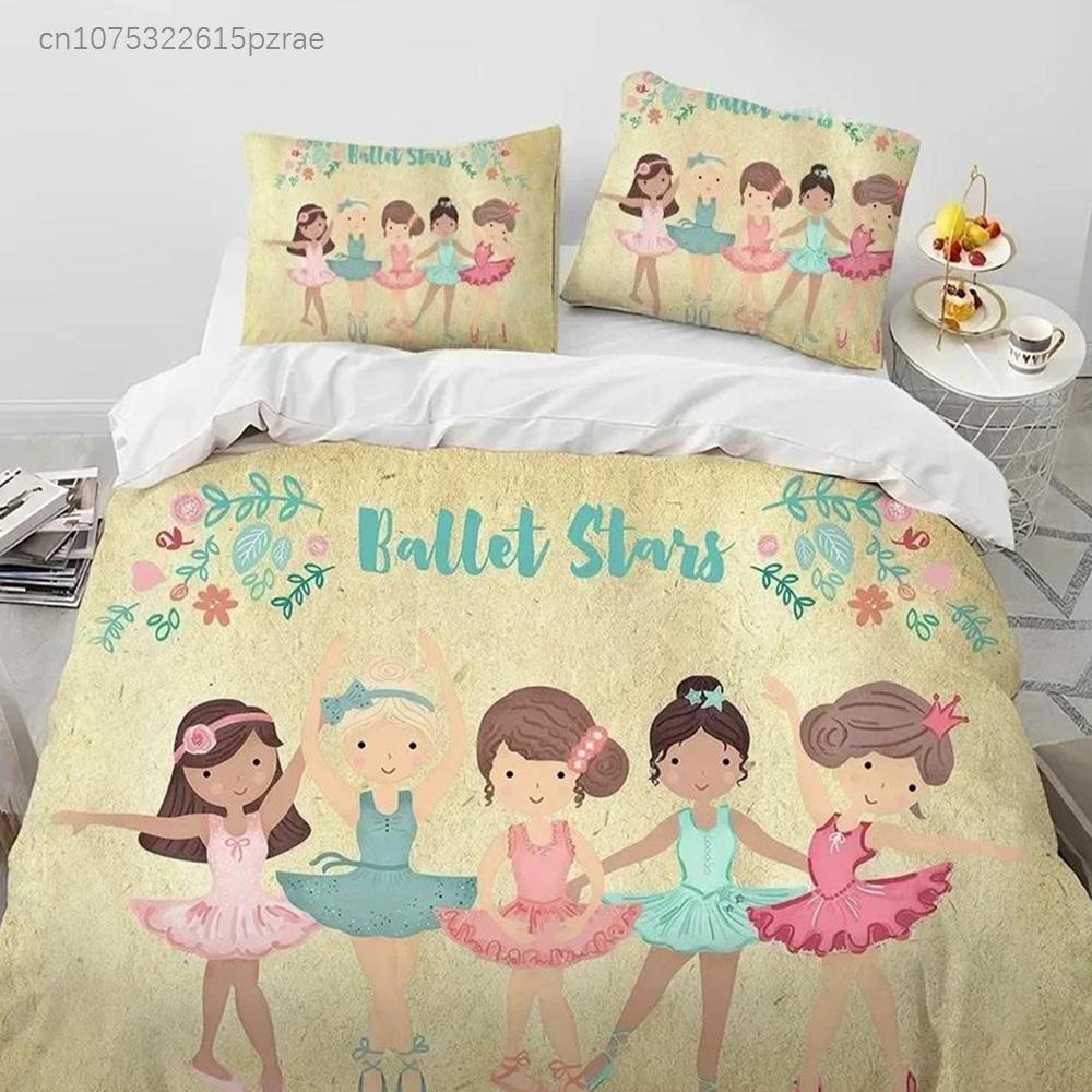 Cartoon Cute Ballet Girl Ballerina Bedding Set Bedroom Soft Modern Bedspreads Comefortable Duvet Cover Quilt Cover Pillowcase