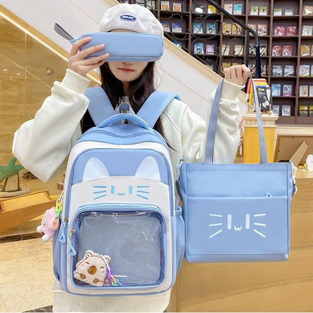 School Bag Cute Cartoon Cat Large Capacity School Bag Primary School Students Junior High School Students Backpack