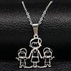 Stainless Steel Necklace Mama Family Necklaces Silver Color Love Boy Girl Pendant Jewelry Women Christmas Gift 355