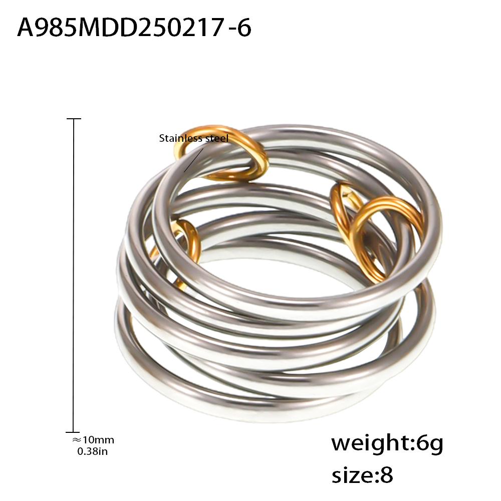 Multi Color Links Stacked Stainless Steel Rings For Women 18k Gold Plated No Fading Rock Hip-hop Style Women's Ring Female Rings