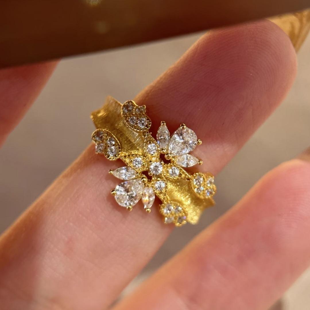 2026 Sparkling Diamond Zircon Lace Star Ring Women s Heavy Industry Brushed Craft Advanced Sense Ring no. 6