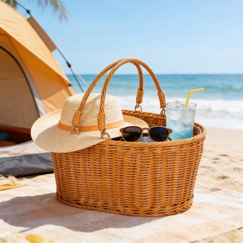 Robusto Cesto Impermeabile con Manico Ovale Ideale per la Spiaggia Feste in Giardino