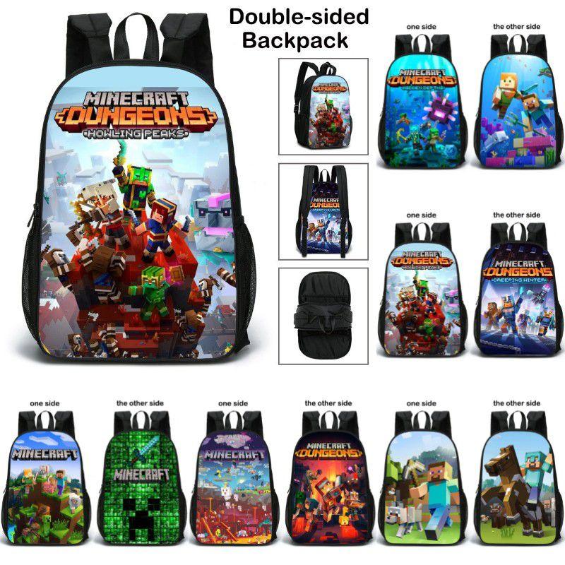 Minecraft School Bag Double-sided Backpack For Students With Decompression Feature