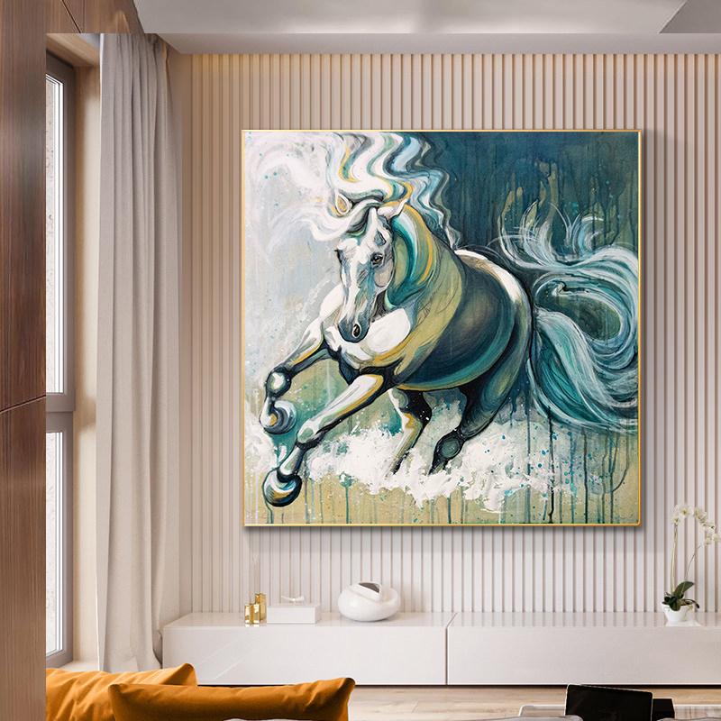 

Китайское традиционное настенное искусство Бегущая лошадь Холст Картина Плакаты с животными Настенные панно для гостиной Крыльцо Домашний декор Cuadros 20x20CM NO Frame