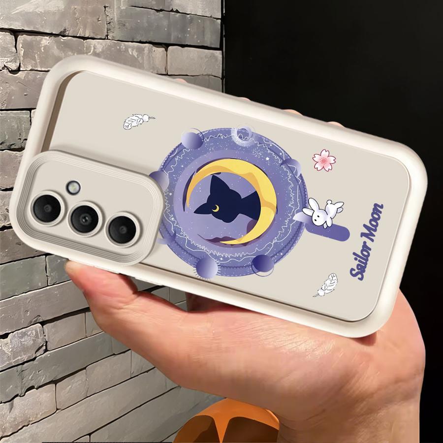 Sailor Moon Cat Manga Phone Case for Samsung Galaxy A54 A53 A06 A25 A35 A73 A72 A71 A55 A15 A52 A51 Soft Shell