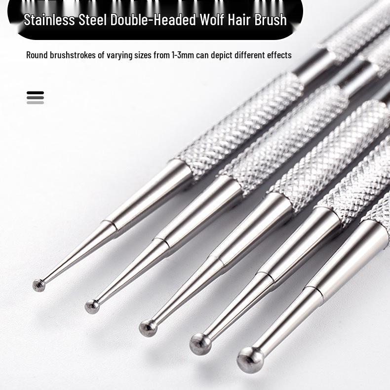 5-Piece Clay Art Embossing and Scoring Tool Set with Stainless Steel Round Heads for DIY Sculpture and Quilling Wooden Scoring Tool