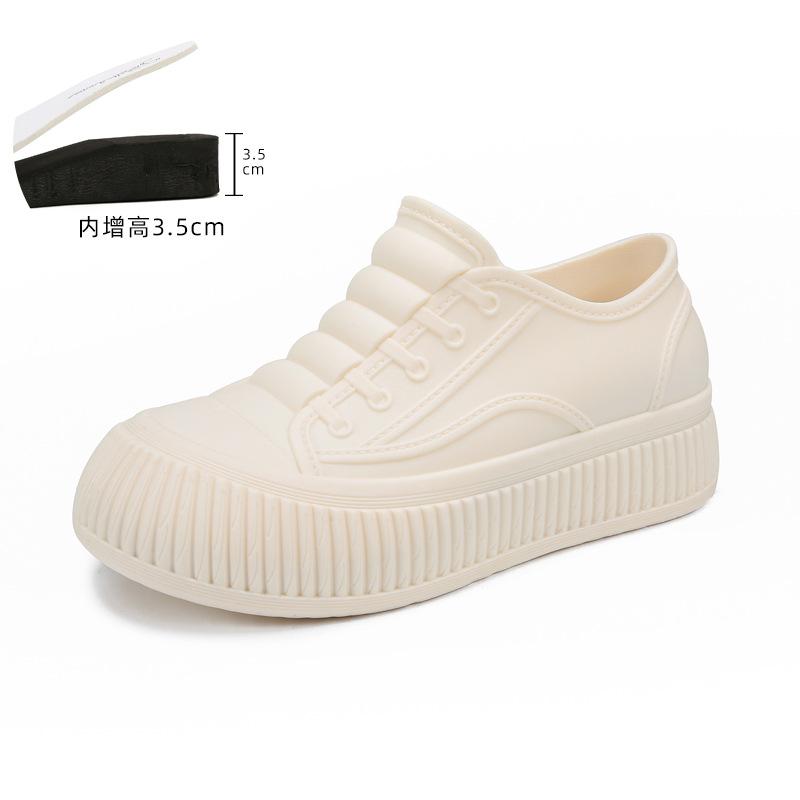 Water shoes women's new medium tube rain shoes outer wear rubber shoes non-slip water boots thick-soled water boots velvet short rain boots