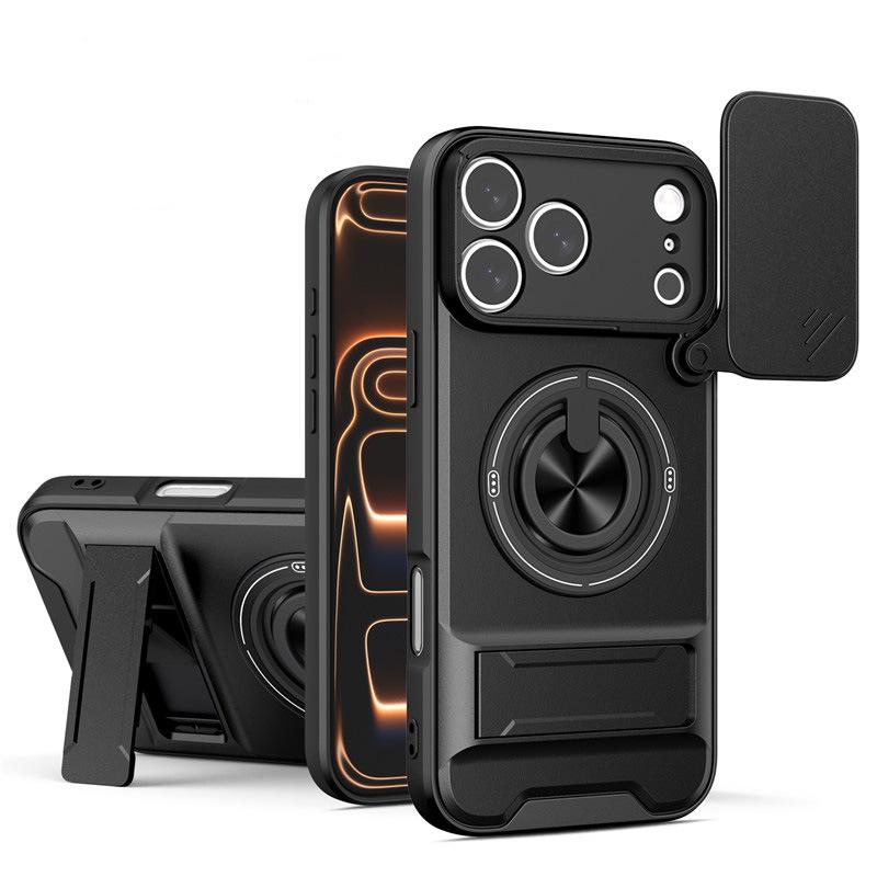 For Oppo A5 A6 Realme 16 14 13 12 Pro Plus C75 C65 C71 C85 CCase, Slide Camera Cover Lens Protector with Ring Kickstand Shockproof Phone Case OPPO A57/A77/A57S 4g чёрный