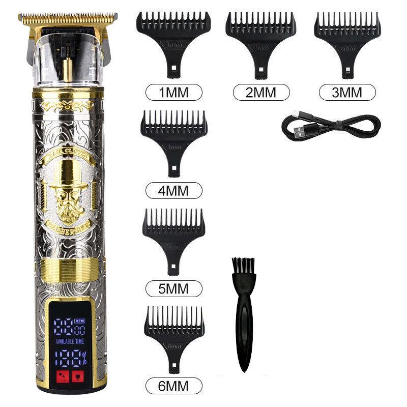 Stainless Steel Hair Clippers with Large Digital Display Electric Hair Clipper Professional USB Cordless Clipper Professional Beard Trimmer