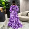 MY963 Womens Plus Size Floral Print Two-Piece Set Long Sleeve A-Line Maxi Skirt Outfit Casual Dressy Ensemble