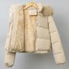 Mode Wintermantel Damen Kurzparkas Kapuze Kunstfellkragen Locker Dick Warm Damenjacken