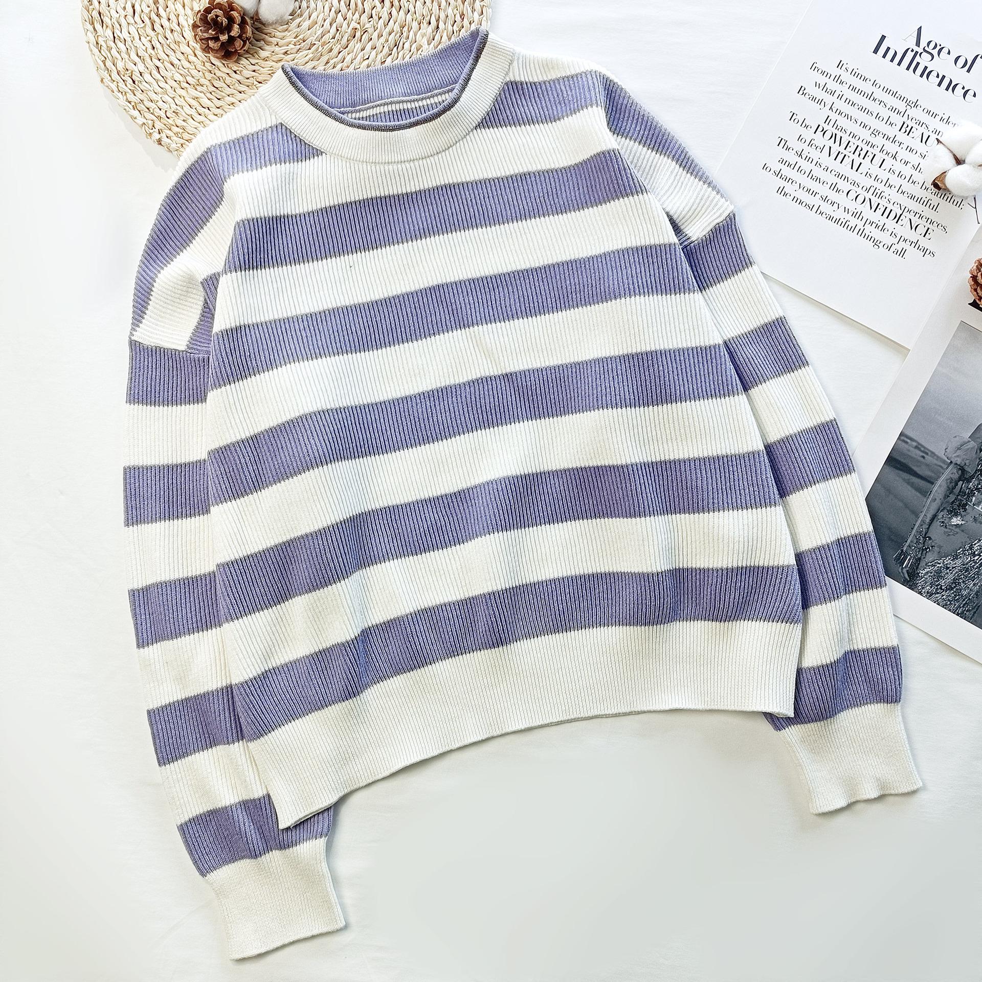 

YIJIAN Women s Casual Striped Knit Sweater - Spring Fashion Staple L