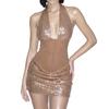 2026 European and American summer new sexy Spice Girl sleeveless neck deep V waist hip dress