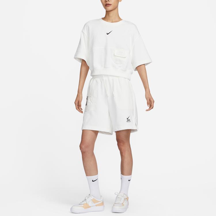Nike Sportswear City Utility Women's French Terry Short-Sleeve Top Sail Black DV8039-133
