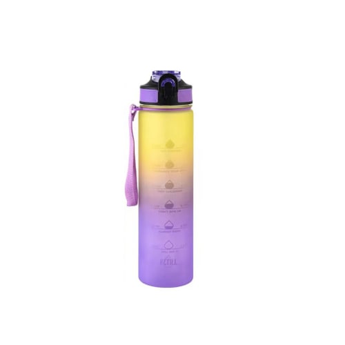 1000ml Water Bottle, Direct Drinking, Straw Bottle with Carry Handle, Large Capacity, One-Touch Gradient, Time Marker, Scale, Stylish, Lightweight, Co