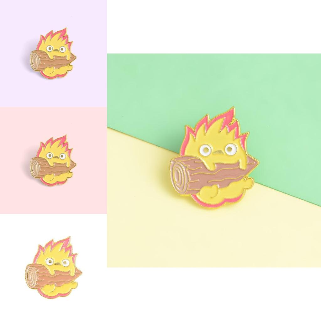 Creative Cartoon Flame Shaped Brooch Alloy Pin Adorable Unique Fashion Accessory For Men And Women