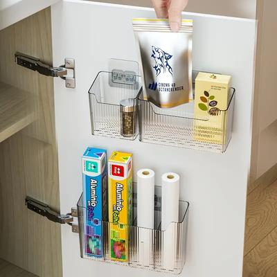 Küchenschranktür Aufbewahrungsbox Wandmontiert Stanzfrei Schrank Kunststofffolienhalter Badezimmer Toiletten Aufbewahrungsregal