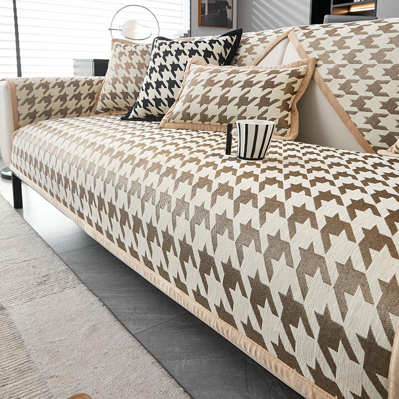 Nordic Houndstooth Sofa Cushion High-Grade Non-Slip Stain-Resistant Cushion Backrest Towel Four Seasons Universal Dust-Proof Sofa Cover Cloth