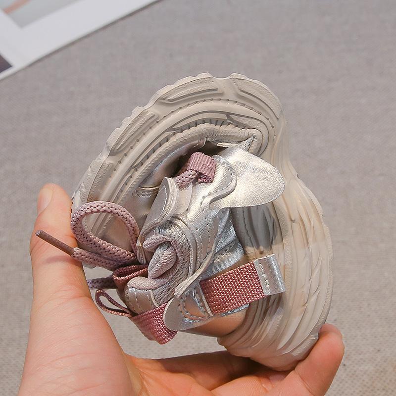 Girls Sports Shoes Princess Style Kids Sneakers with Lace Bow Sweet Flower 2025 New Fashion Girls Running Shoes Mesh Breathable