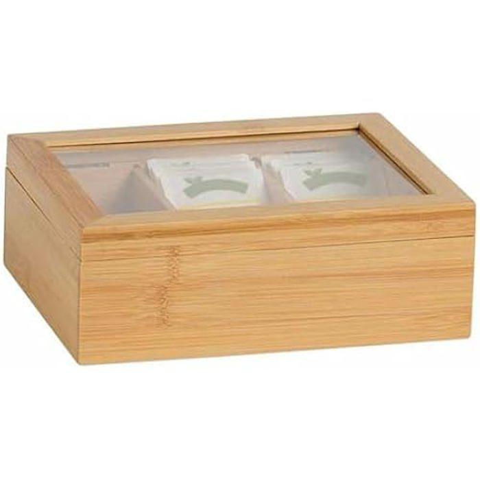 Rangement pour thé et café - ANDREA HOUSE - Modèle cc73015 - Multicolore - Bambou - 21x16x7,5 cm