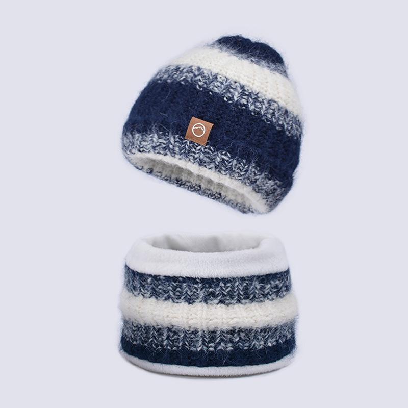 Children's hats winter boys and girls outdoor warm pullover hat windproof ear protection knitted scarf wool hat set