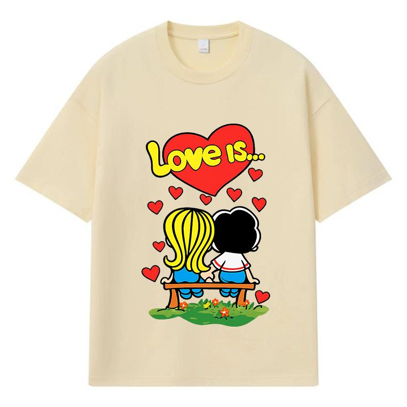 2026 Love Is Graphic Y2k Harajuku Streetwear 100% Cotton T Shirt Casual Oversized Summer Men T-shirt
