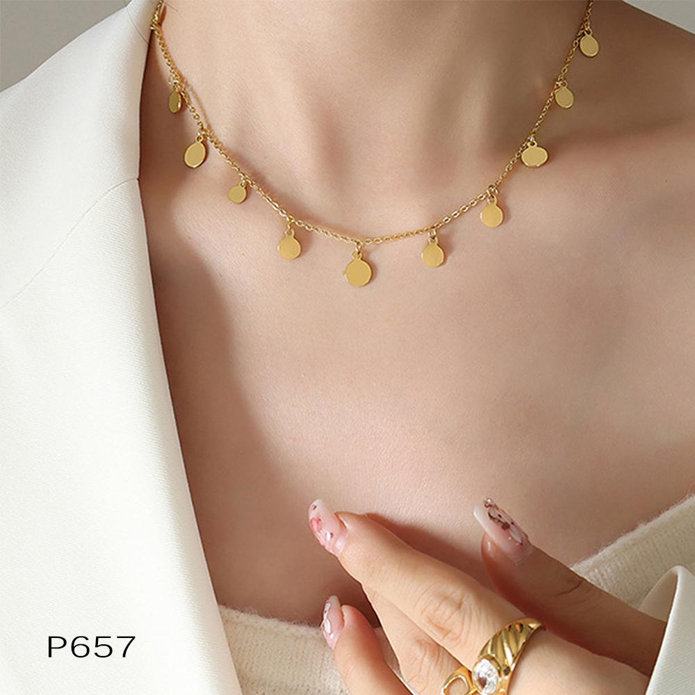 

Ожерелье из нержавеющей стали 316L с несколькими маленькими подвесками для женщин, с покрытием из 18-каратного золота, не тускнеющее, женские ожерелья, бохо, с кисточками, шейные цепочки