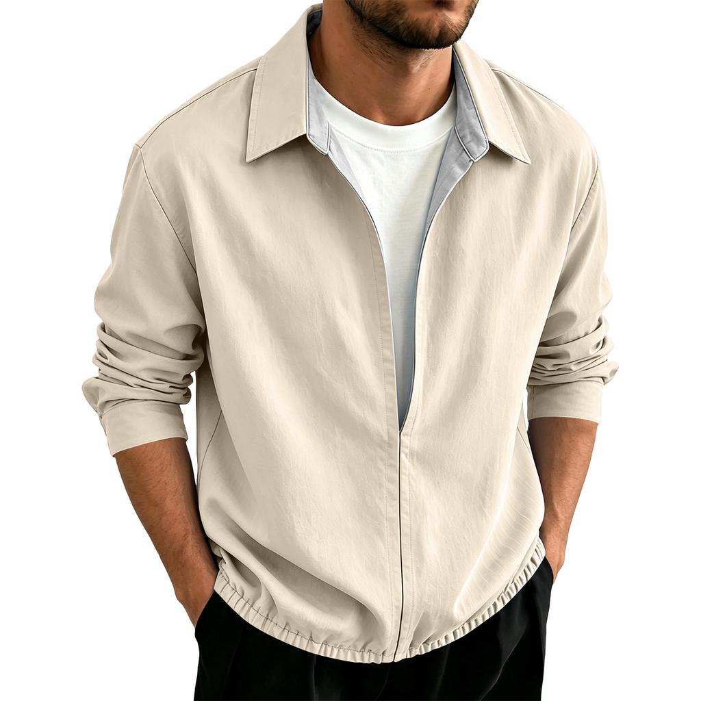 Men's Long Sleeve Pullover Shirt for Spring and Fall Casual Wear