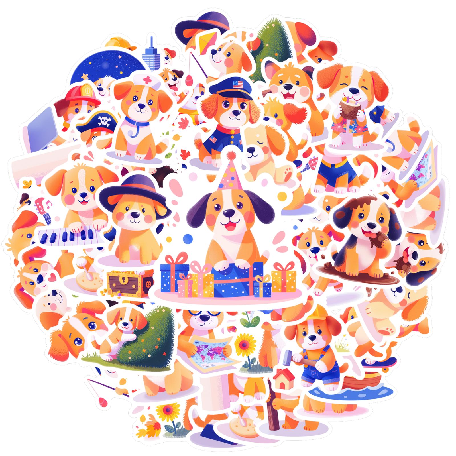 35pcs-100pcs Cute Adventure Dogs Stickers Cartoon Cute Pets Stationery Stickers  Stickers  For Laptop Motorcycle Luggage