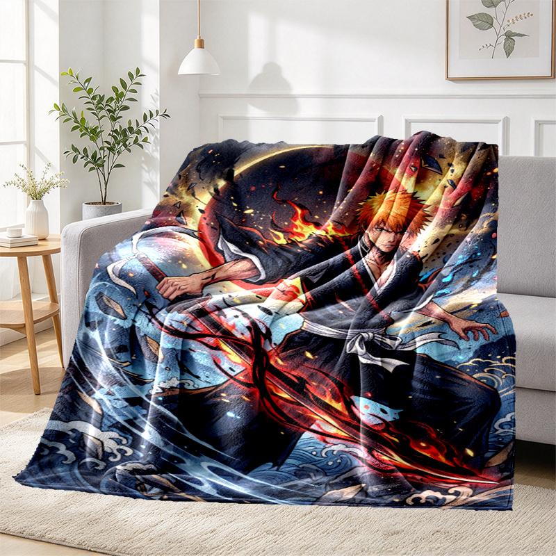 Bleach Pattern Blanket for Home Decoration, Bed, Sofa, Car Travel, Camping, Suitable for All Seasons, Birthday Christmas Gift