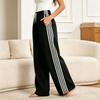 Womens High Waist Striped - Loose Fit Soft Breathable Lounge Pants