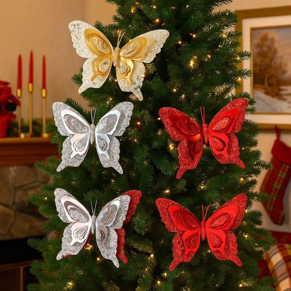 with Clip Butterfly Hanging Decor Realistic Xmas Tree Decoration Birthday Party
