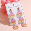 New Acrylic Splicing Color Block Striped Printed Stud Earrings Fashion Oval Rainbow Earrings Ear Jewelry Women