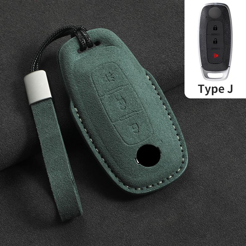Suede Car Remote Key Case Cover Shell For Nissan Altima Maxima Rogue Armada Pathfinder Versa 3/4 Buttons Leather Car Key Bag