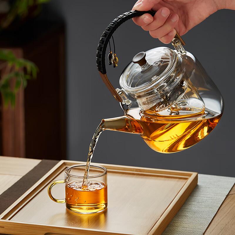 Steaming and Boiling Glass Teapot Set with Electric Ceramic Stove