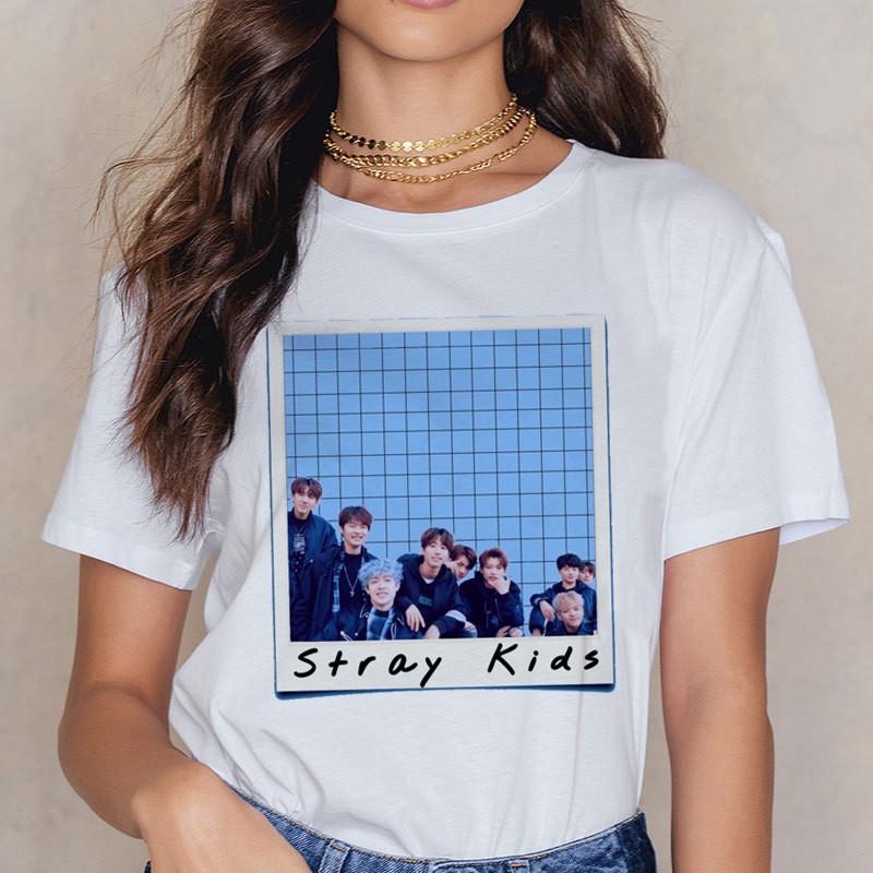 Heren T-shirts Kpop Stray Kids Perifere Casual Losse Korte Mouw Tops T
