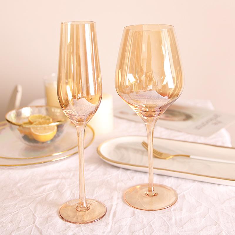 Amber Red Wine Glass Artwork Ultra-Thin Crystal Burgundy Bordeaux Goblet Big Belly Tasting Cup Wedding Party Champagne Flute Cup