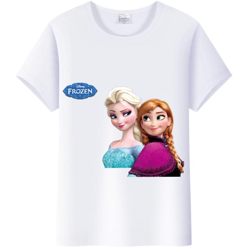 Vintage Disney Cartoon Woman Summer Tees Frozen Elsa Anna Princess Top White Ladies T-Shirts 90S Clothes Plus Size Gothic Blouse