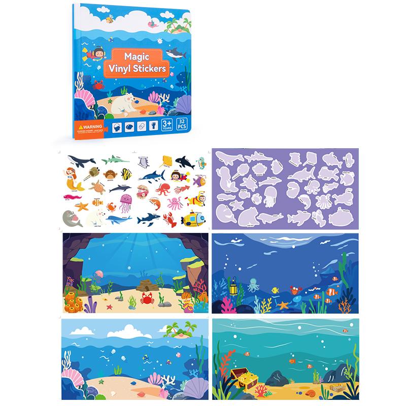 

Многоразовые милые наклейки для сцены, сделай сам, пазл, книги с волшебными наклейками, мультяшные животные, обучающие и познавательные игрушки для детей, подарок