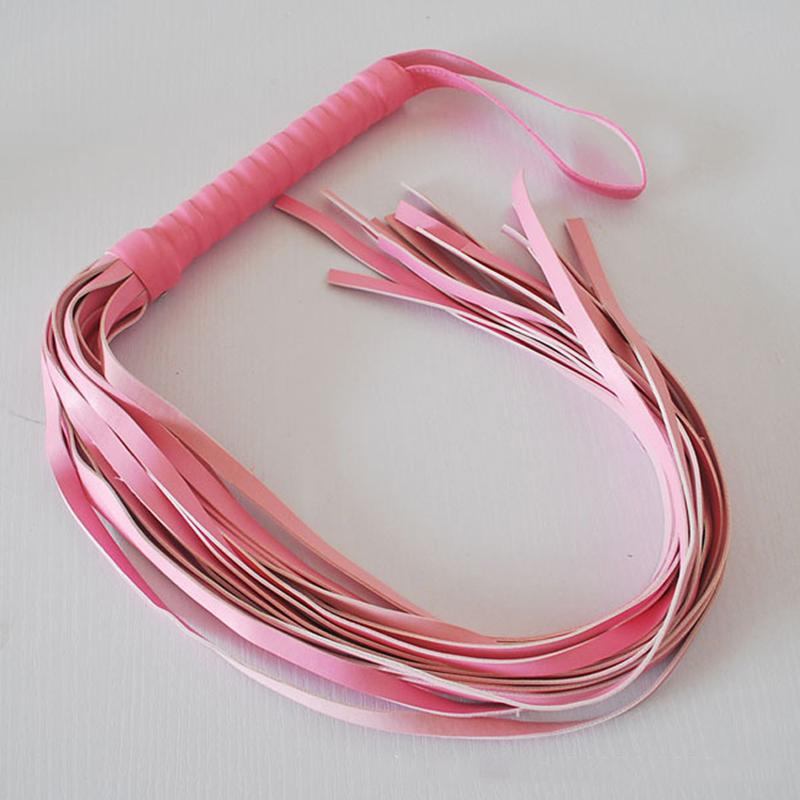 Pink 50cm long tails whips Delicate Leather Paddle spank For Couples Sex Toys Adult Games Spanking slave For Couples