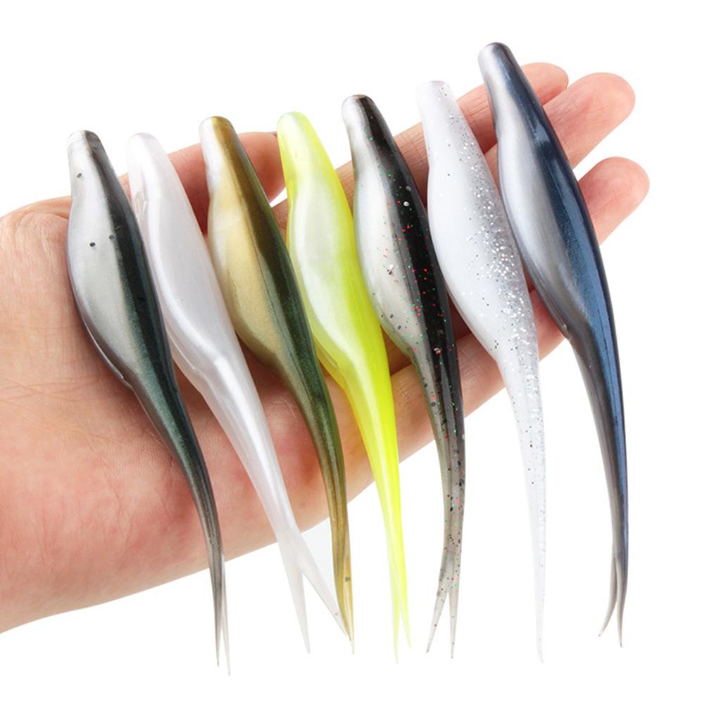 5Pcs Soft Fishing Lures Floating Baits Slightly Split Tail Swimbaits Lures Artificial Swimbaits for Saltwater Fishing