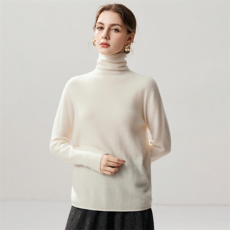 Lekasha Women's Cashmere High-Neck Twelve-Needle Knit Sweater