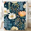 Rustikaler Blumiger Duschvorhang Blau Weiß Gelb Orange Badezimmer Dekor Sichtschutz Stangentasche Haken Für den Heimgebrauch Modernes Design Wasserdicht