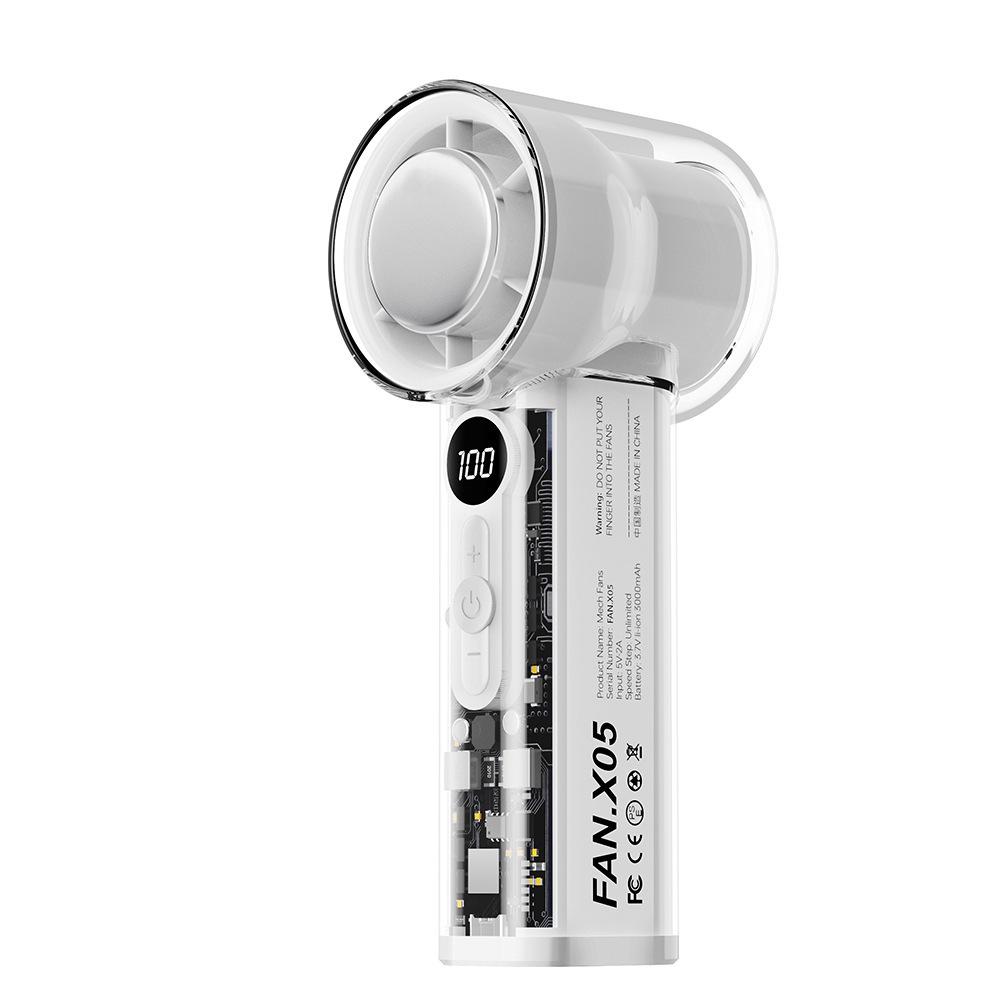 

X05 New USB Charging Handheld Fan with Digital Display - Portable Mini Turbine Cooling for Outdoor Use 60*55*155 mm